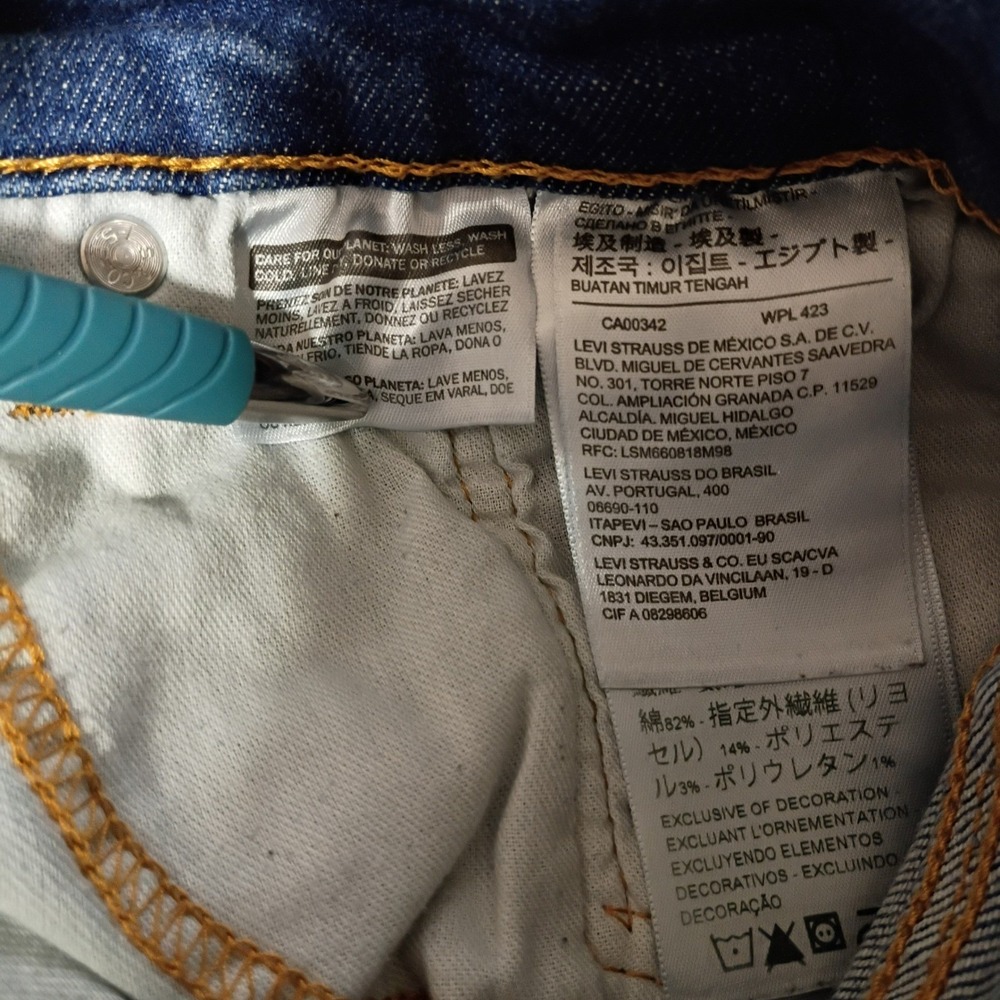 Levi's 511 Slim Jeans Men 38x30(36X29) Blue Tropical Leaf Print Streetwear Denim - Picture 6 of 14